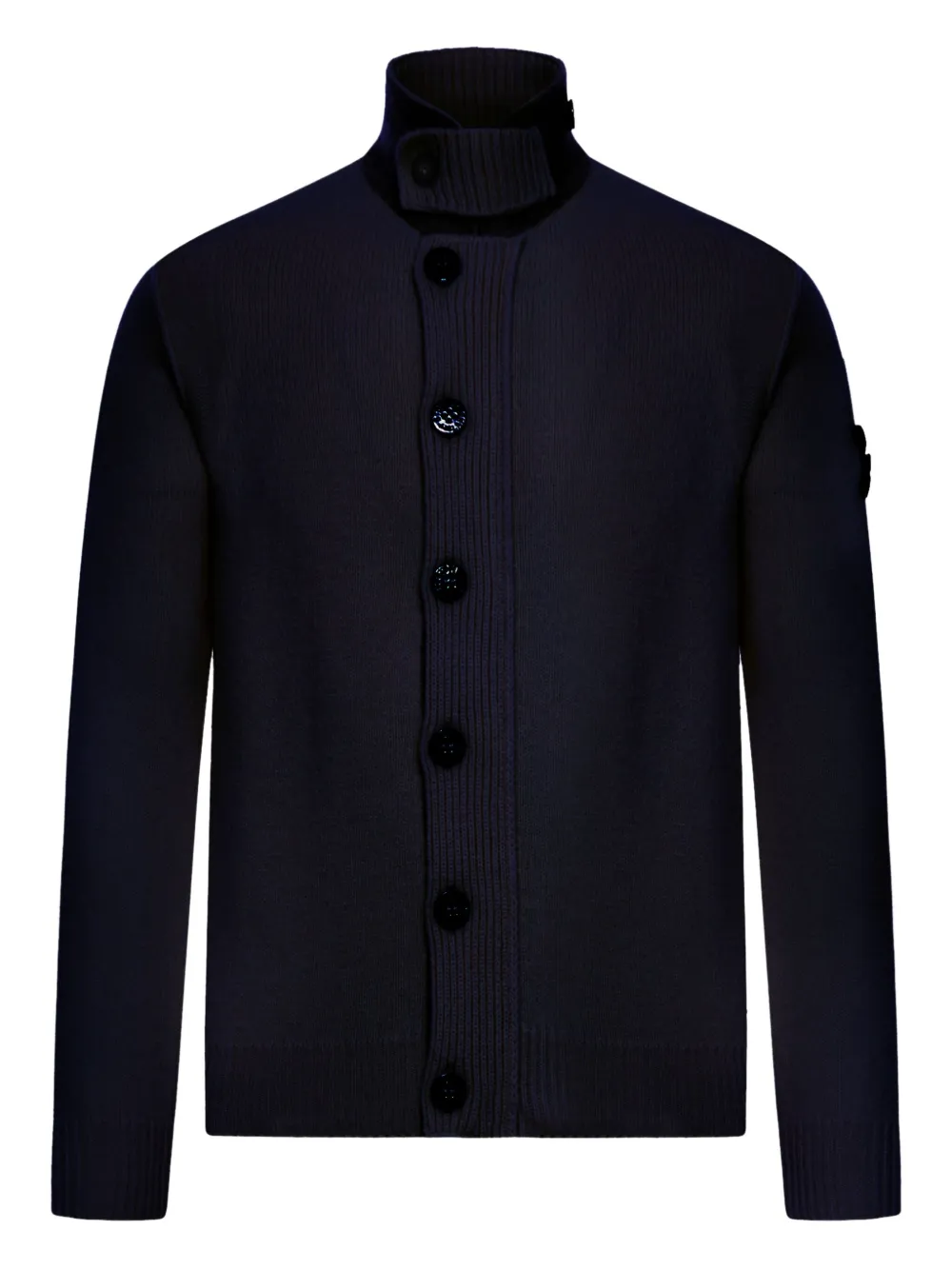 Stone Island high-neck wool cardigan Blauw