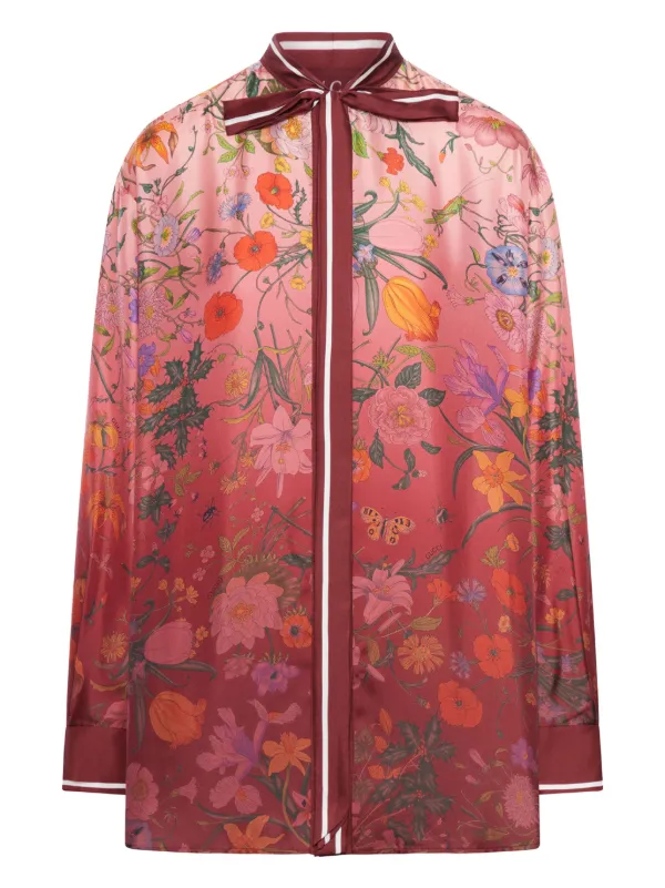Gucci floral-print Silk Shirt | Red | FARFETCH