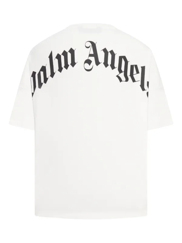 【Palm Angels】Curved Logo Over Tee BACK CURVED LOGO OVER TEE BLACK - OFF WH in BLACK - OFF