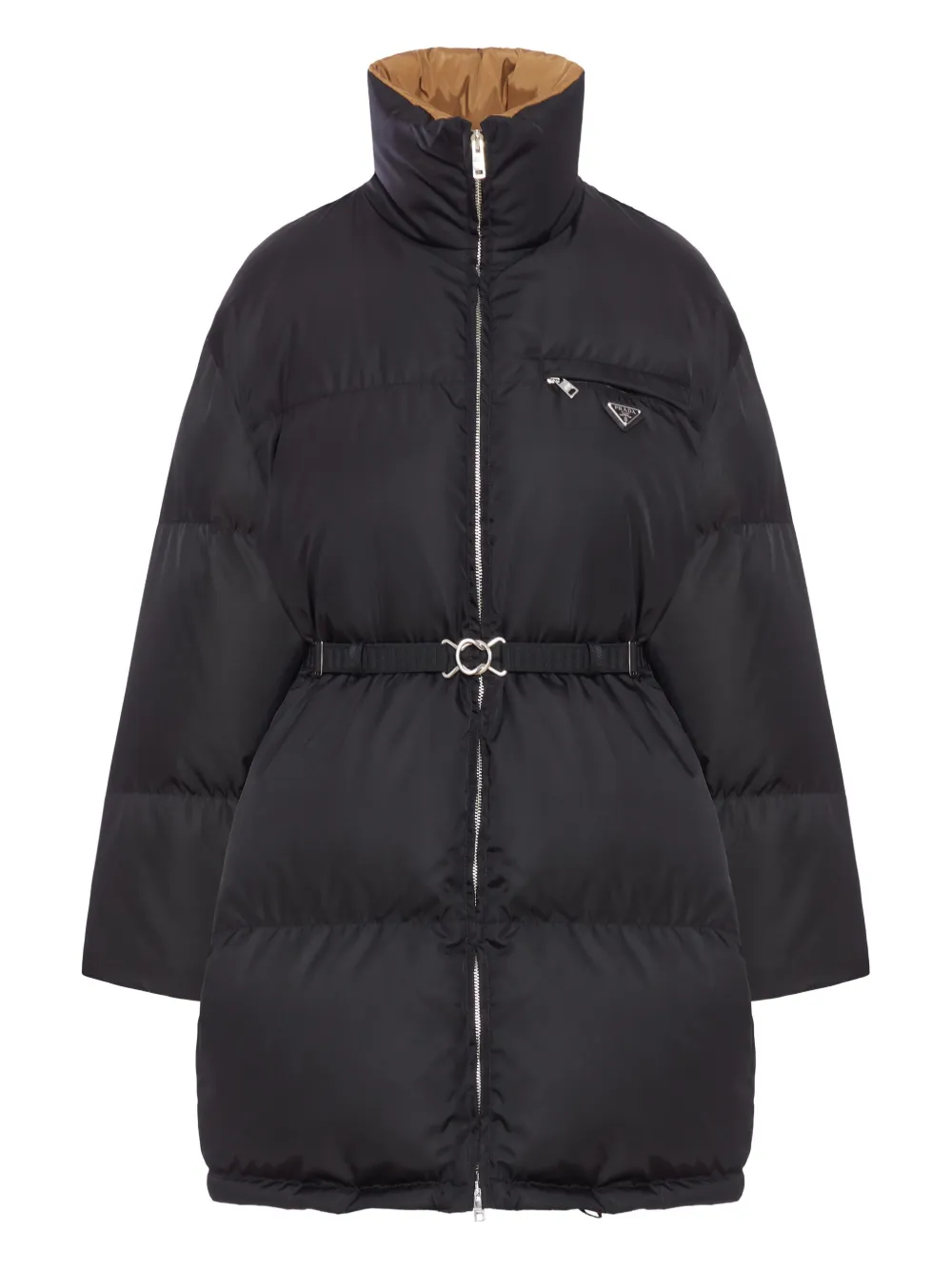 Prada Re-Nylon gabardine donsjack met capuchon Zwart