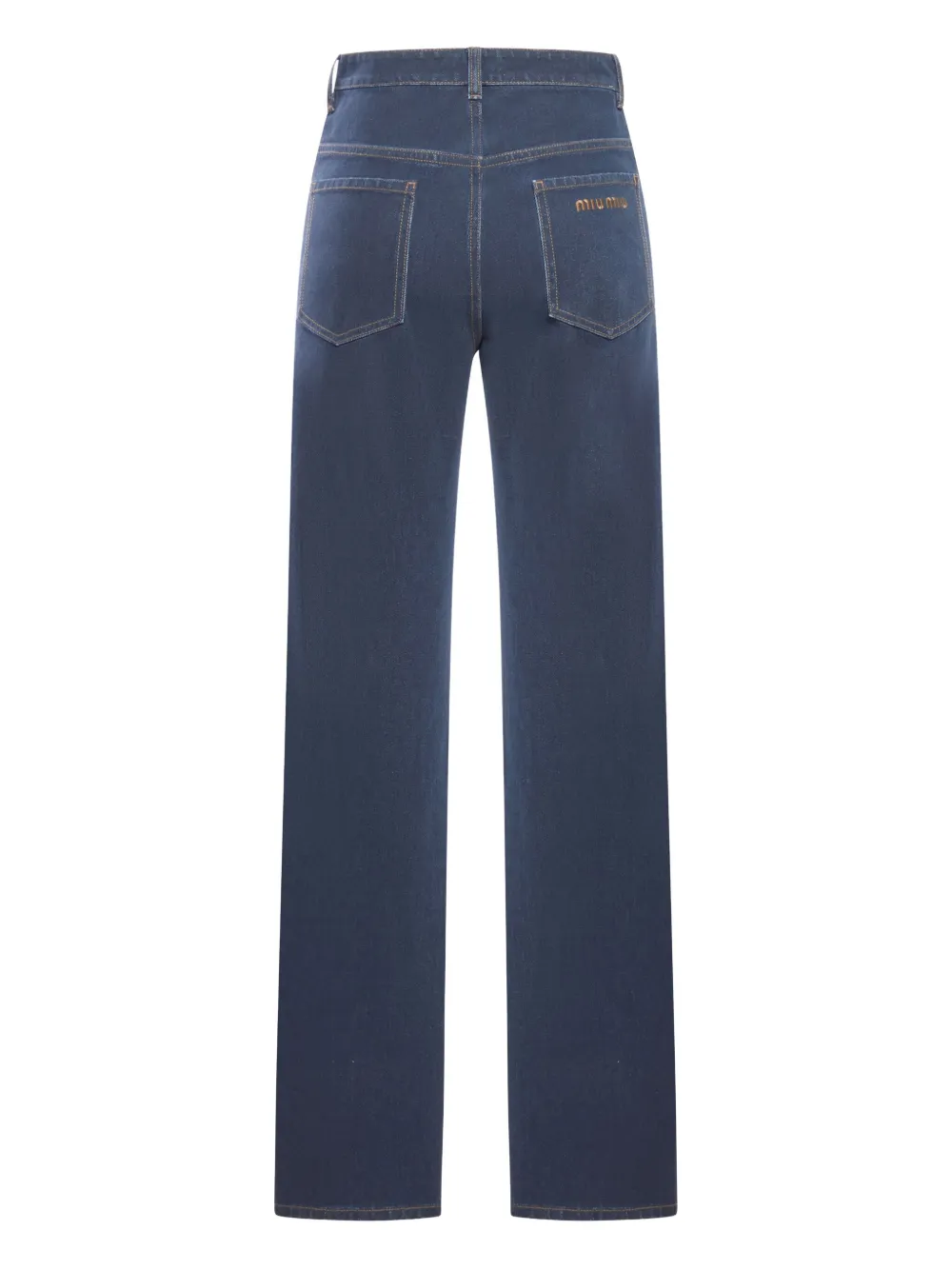 Miu embroidered-logo denim jeans Blauw