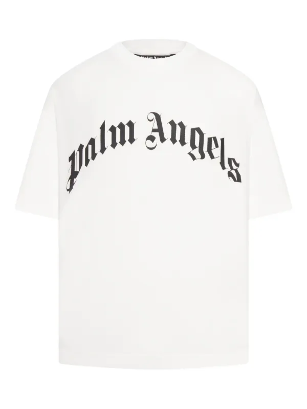 ★Palm Angels★ カーブロゴTシャツ 関税送料込* Palm Angels カーブロゴ Tシャツ | ニュートラル | FARFETCH JP