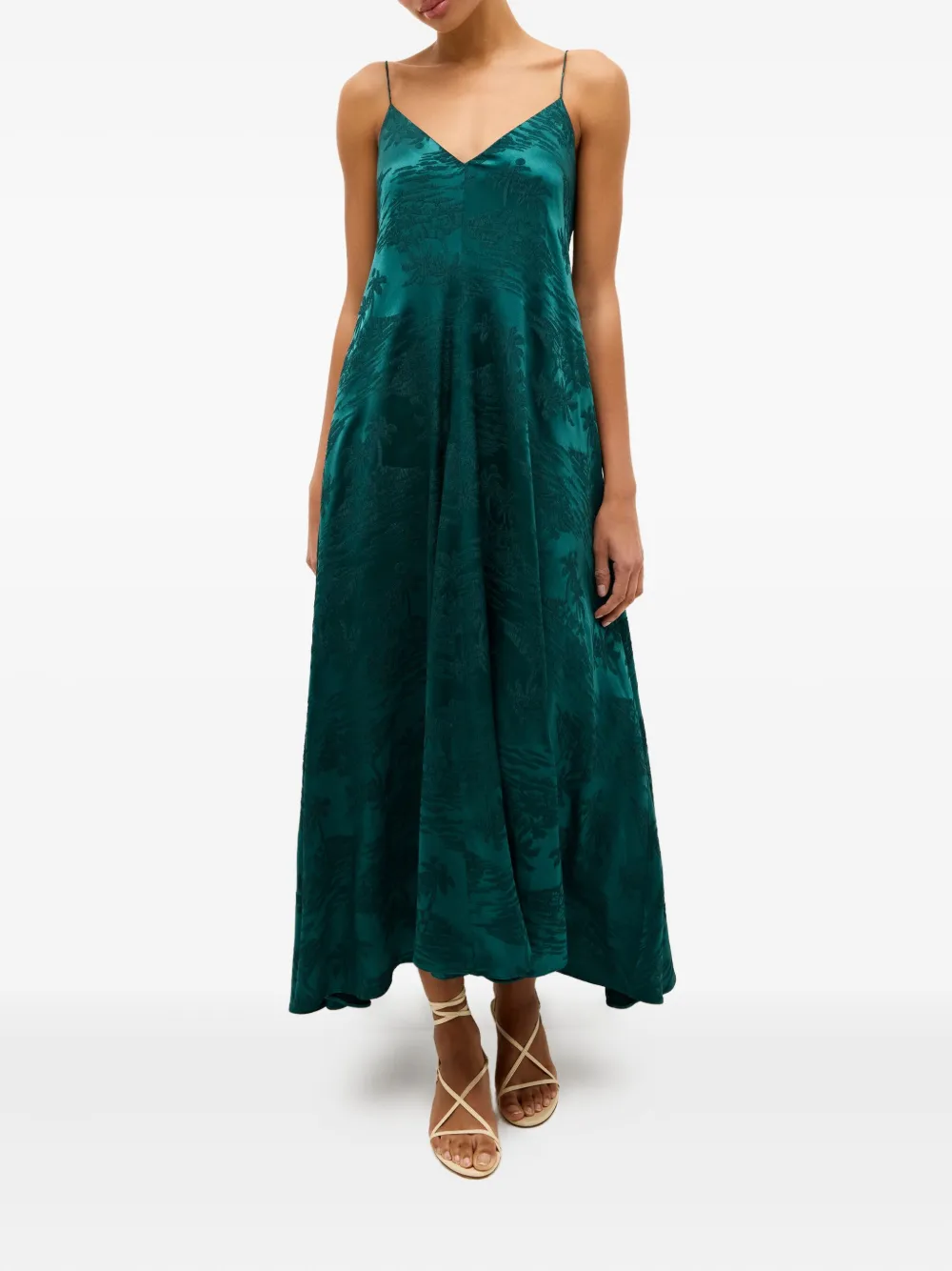 Marie Oliver Levine maxi-jurk met palmboomprint - Blauw