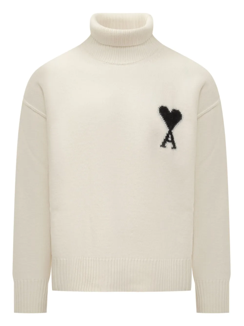 AMI Paris heart-logo turtleneck sweater Wit