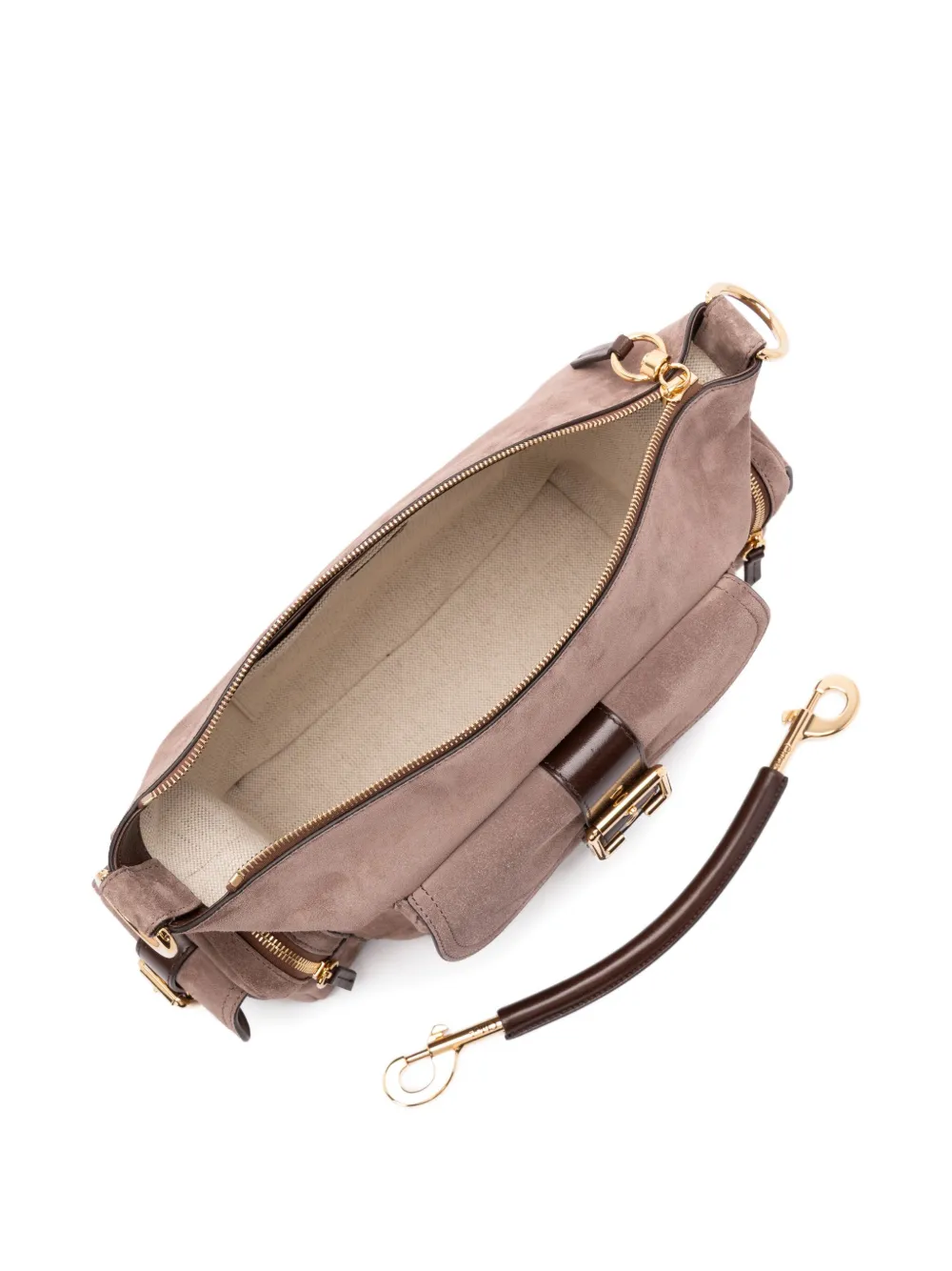 Chloé Medium Camera suède schoudertas Bruin