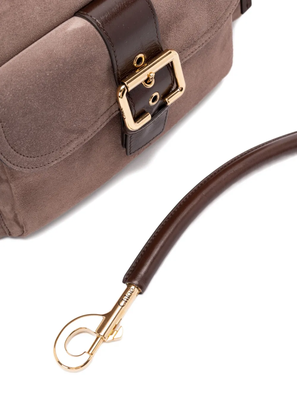 Chloé Medium Camera suède schoudertas Bruin