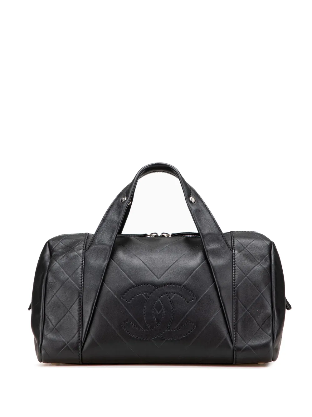 CHANEL Pre-Owned 2005-2006 CC Chevron Quilted Lambskin boston bag - CHANEL Pre-Owned 2005-2006 CC Chevron Quilted Lambskin boston bag -