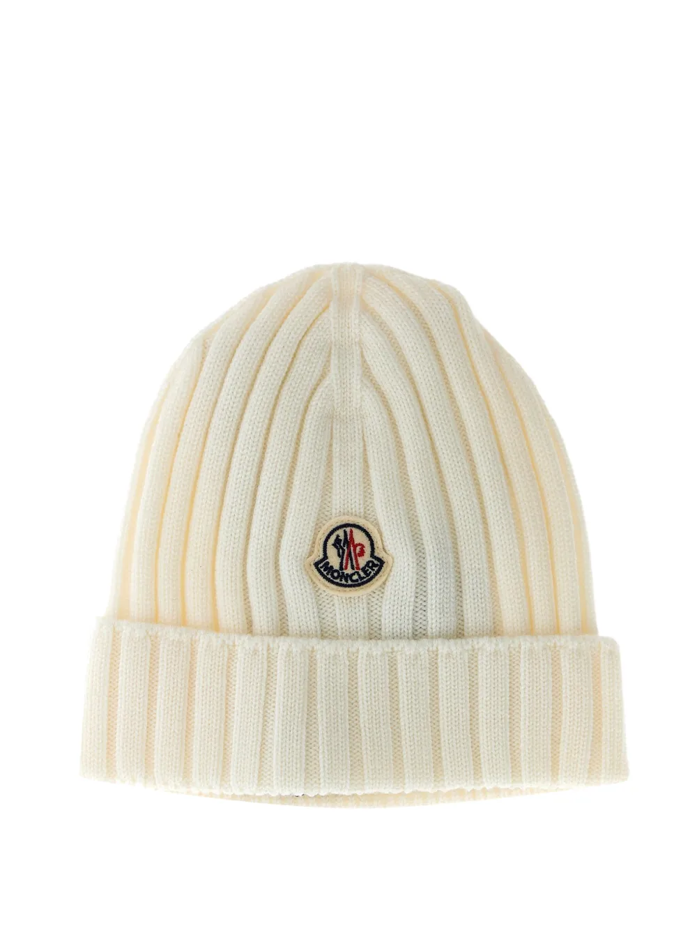 Moncler Enfant ribbed logo-patch knitted hat 040 WHITE