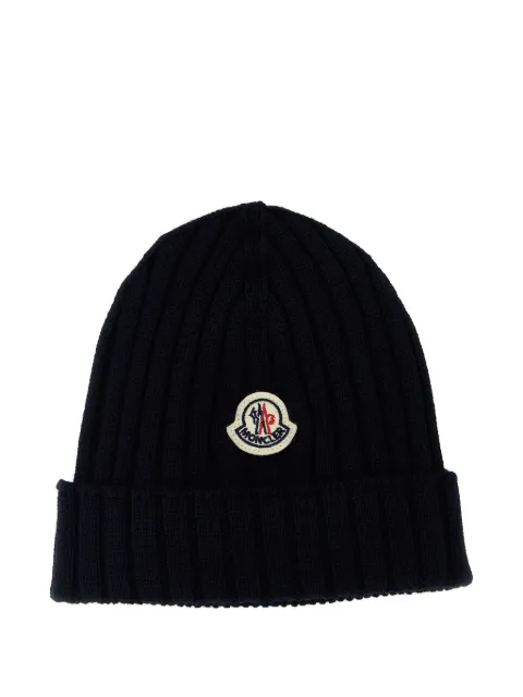 Moncler Enfant Gorro canelado com patch de logo