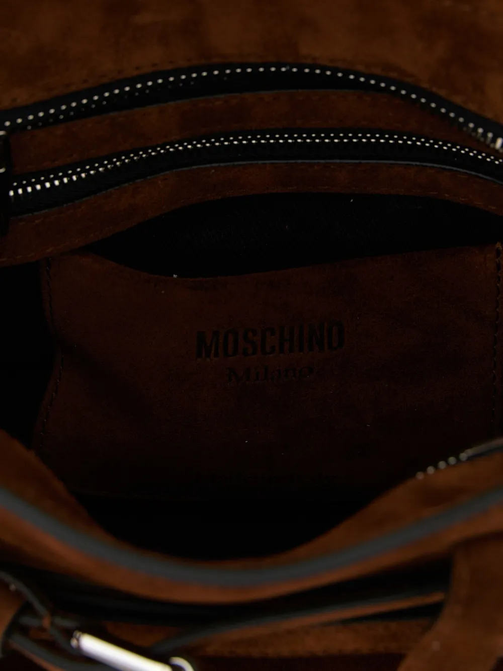 Moschino Tie Me belt-detail suede tote bag Bruin