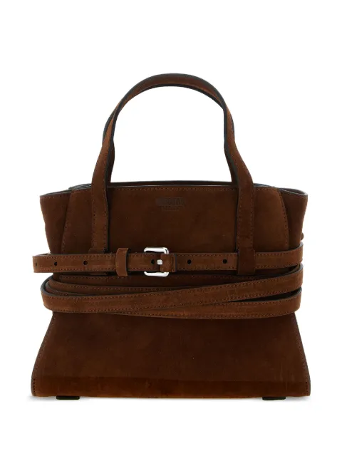 Moschino Tie Me belt-detail suede tote bag