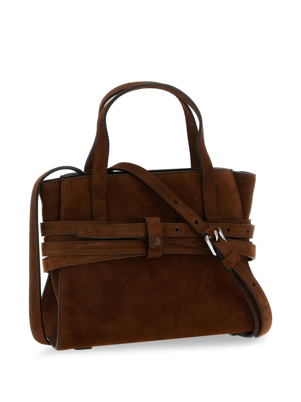 Moschino Tie Me belt-detail suede tote bag Bruin