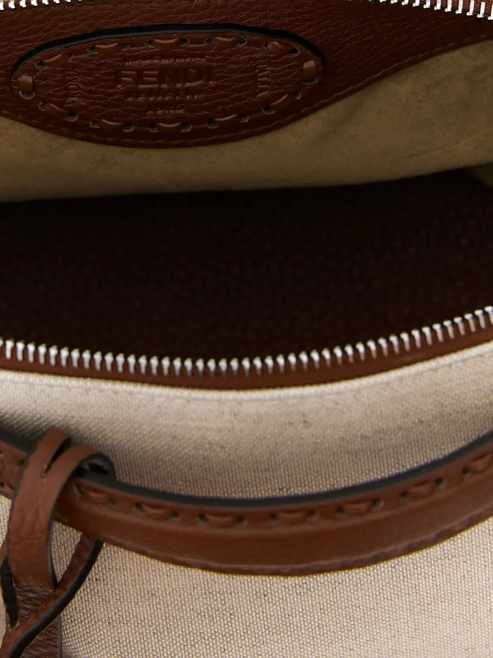FENDI zip-top saddlery-stitching handbag Wit