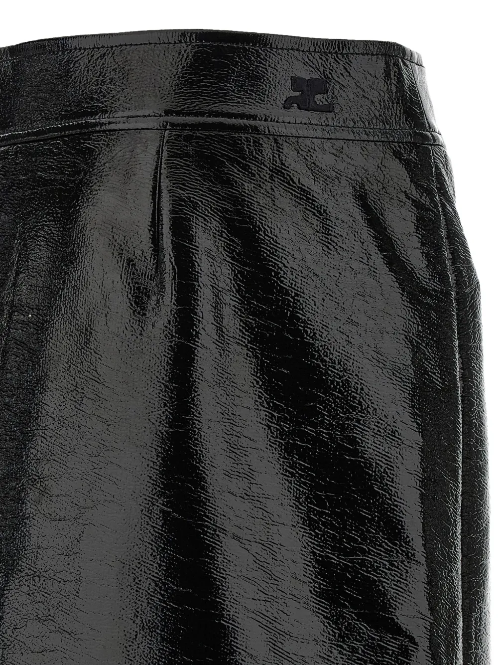 Courrèges zipped vinyl straight skirt Zwart