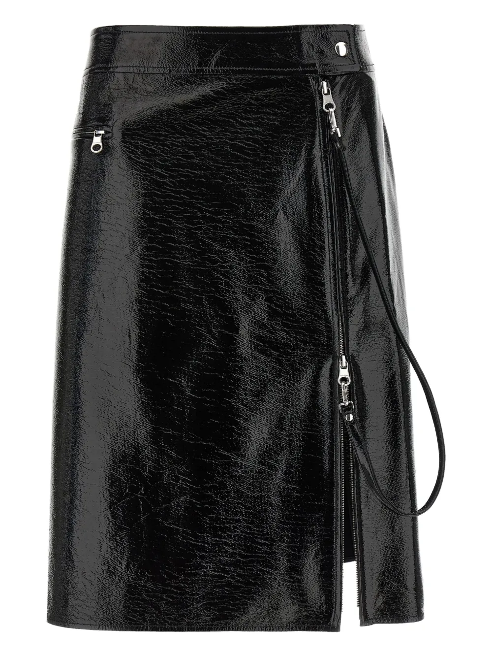 Courrèges zipped vinyl straight skirt Zwart