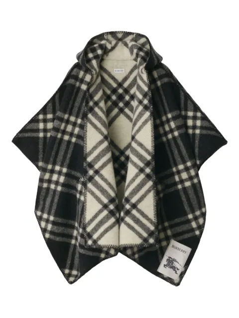 Burberry hooded check wool cape