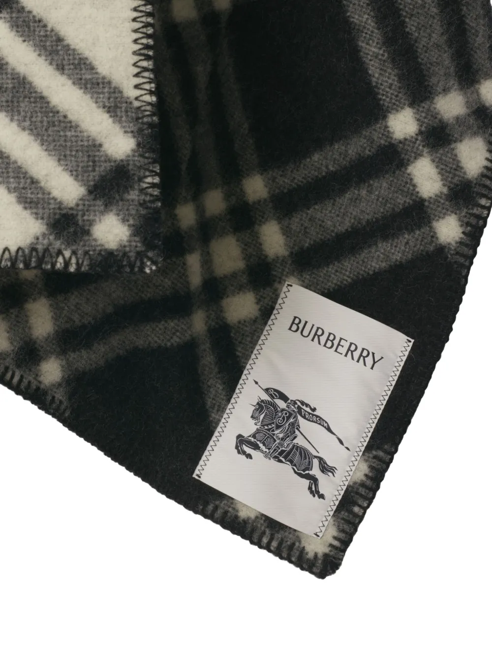 Burberry Hooded Check Wool Cape In Black