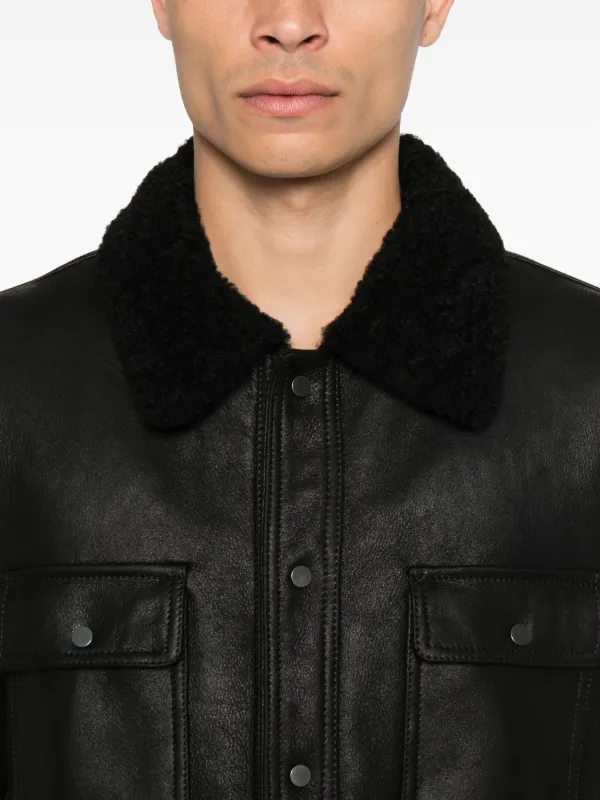 Salvatore Santoro fleece-lined Leather Jacket | Black | FARFETCH SA