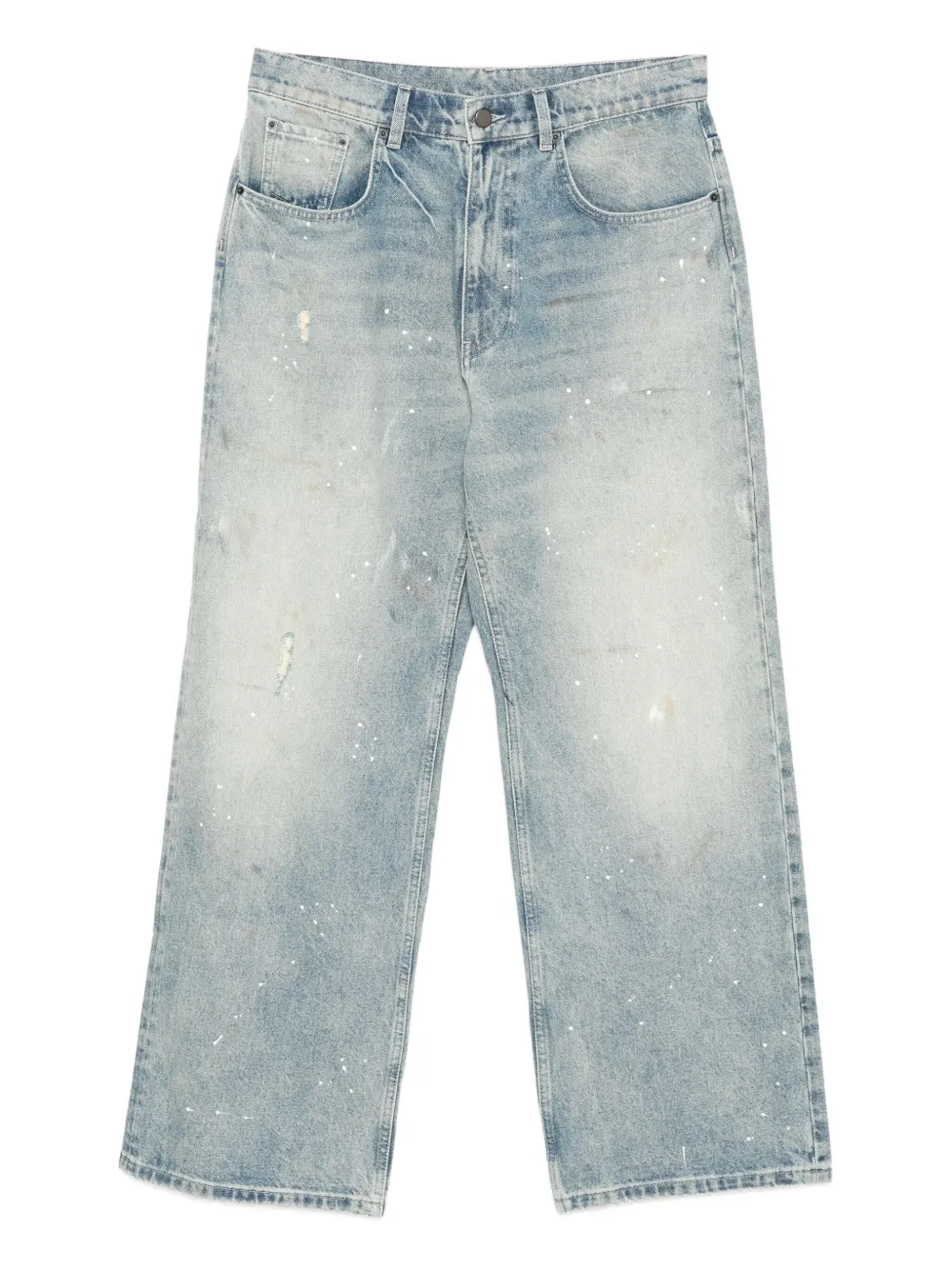 straight-leg rolled-edge jeans