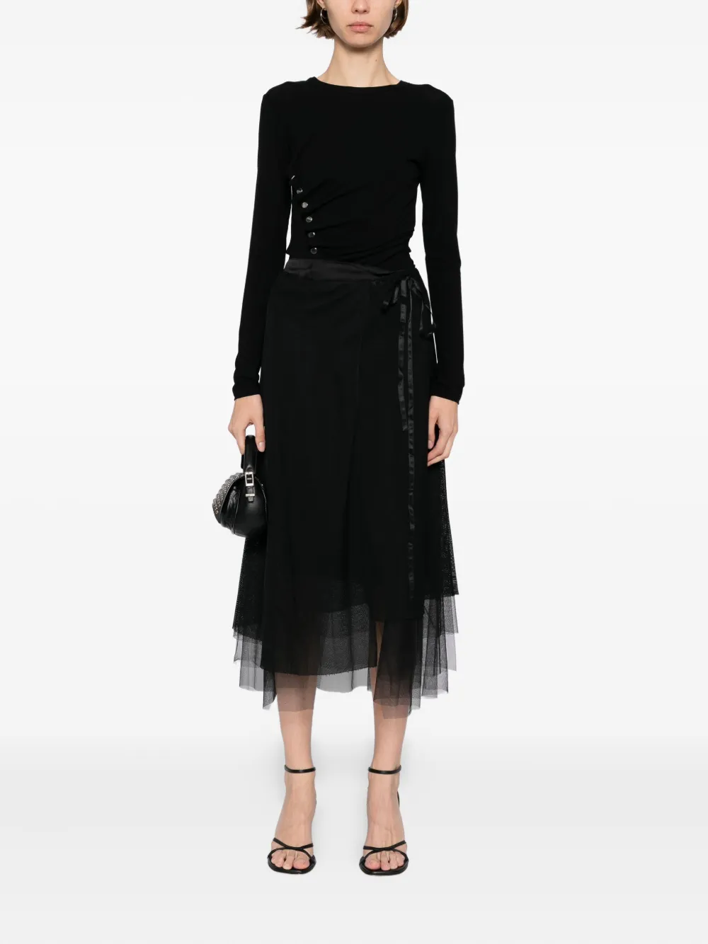 JNBY Mid waist rok met A-mesh - Zwart