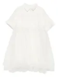 jnby by JNBY A-type fungus trim ribbon mesh short-sleeved dress - White