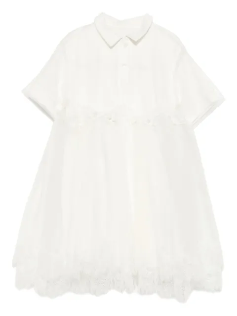 jnby by JNBY A-type fungus trim ribbon mesh short-sleeved dress