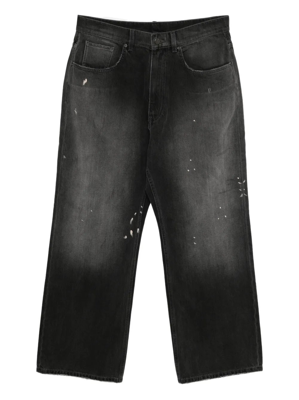 straight-leg rolled-edge jeans