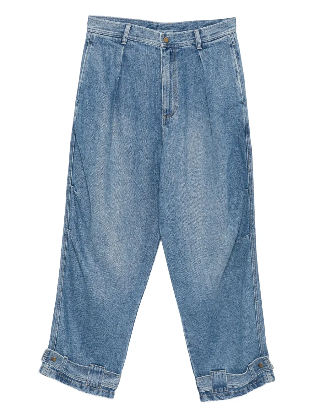 straight-leg rolled-edge jeans