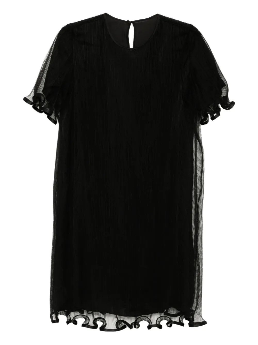 pressed pleated mesh short-sleeved dress
