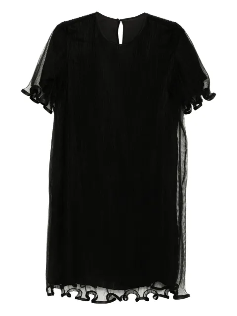 JNBY pressed pleated mesh short-sleeved dress