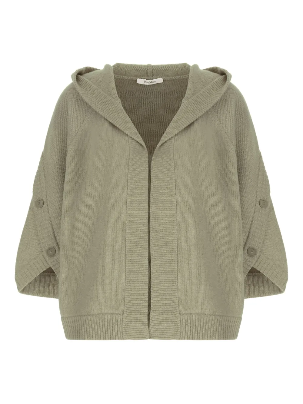 Max Mara Vest met capuchon en knoopdetail Groen