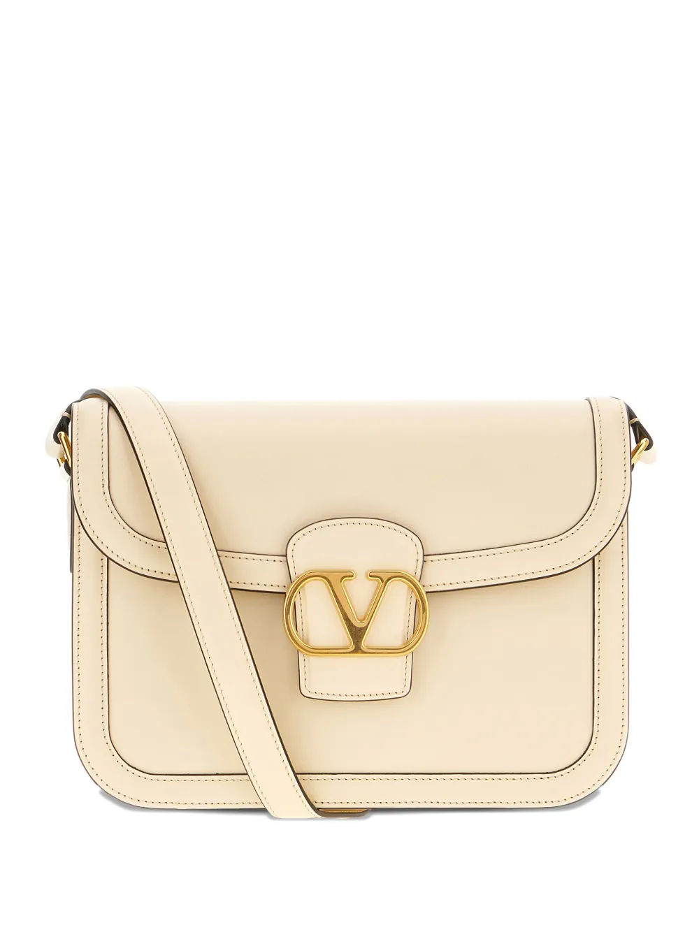 Valentino Garavani V-logo flap messenger bag | Neutrals | Image 1