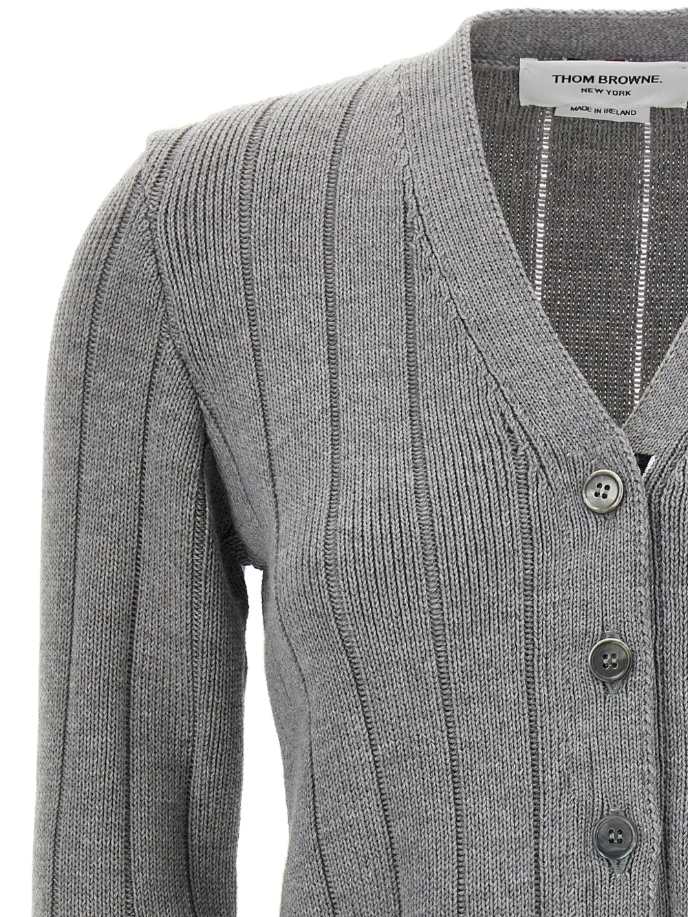 Thom Browne ribbed V-neck cardigan Grijs