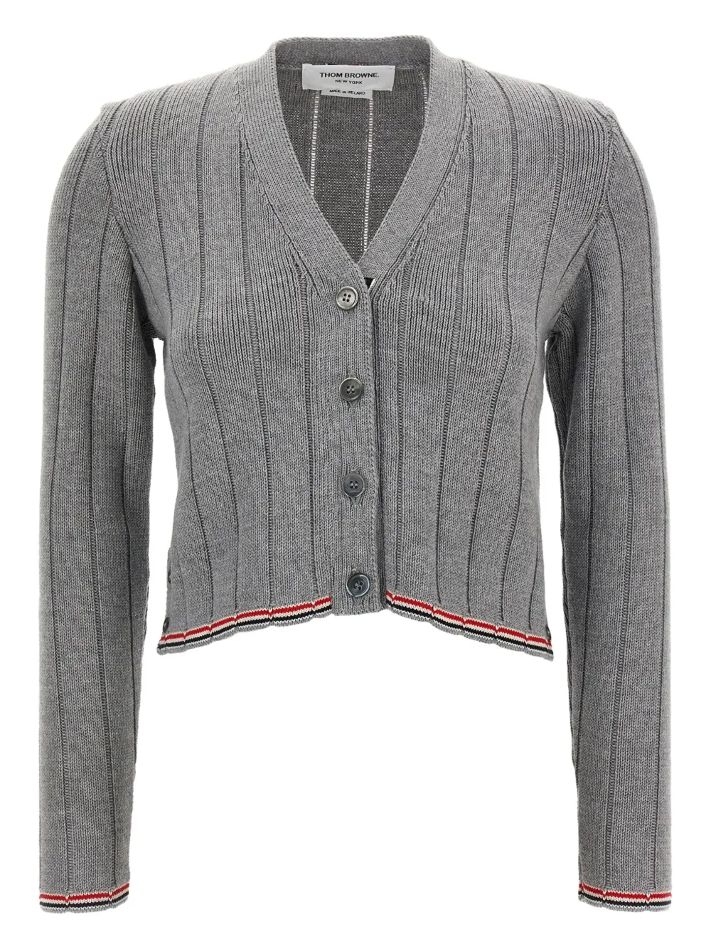 Thom Browne ribbed V-neck cardigan Grijs