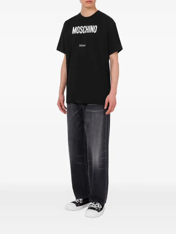 Moschino logo-print crew-neck T-shirt | Black | FARFETCH