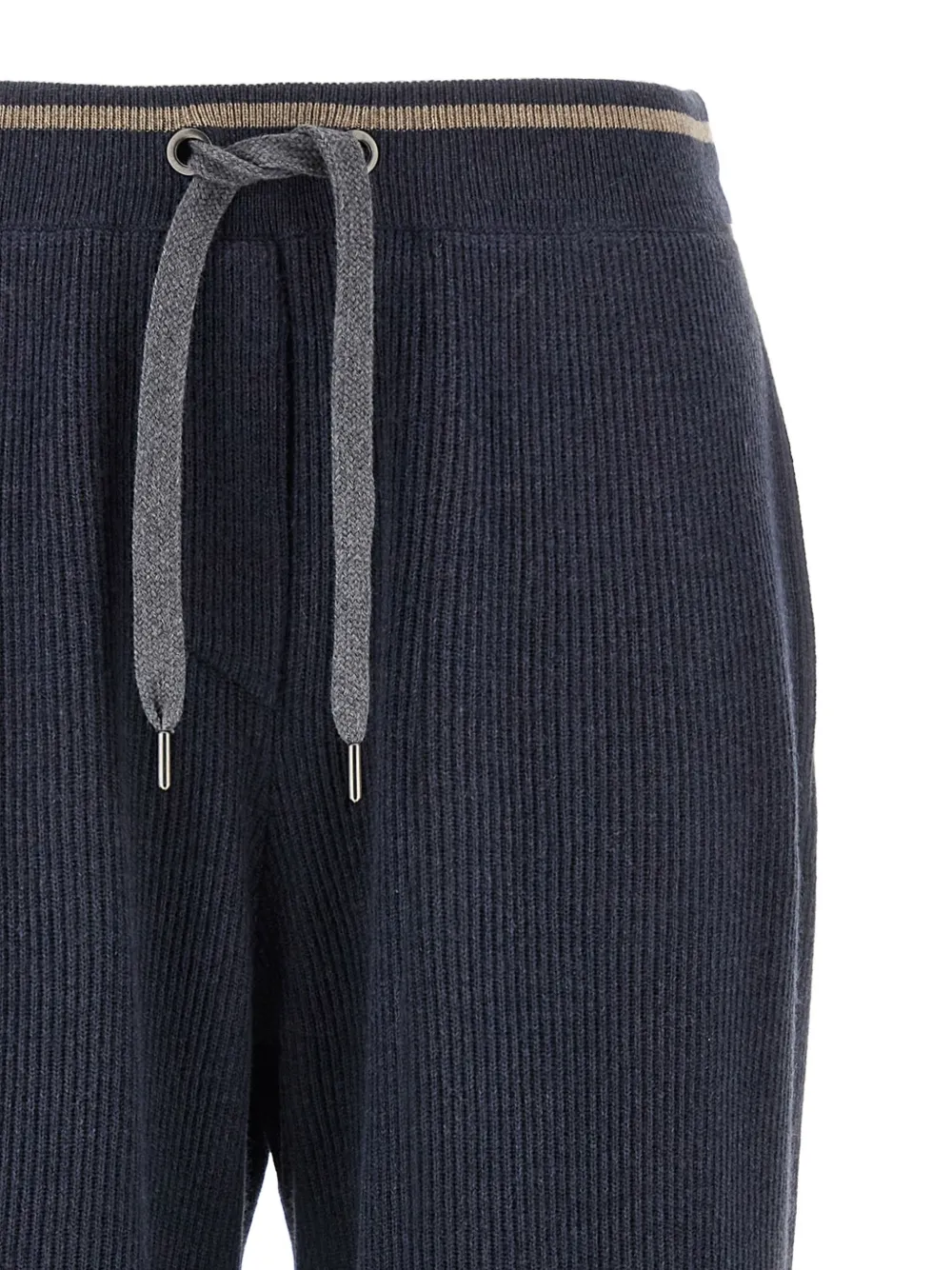 Brunello Cucinelli ribbed drawstring track pants Blauw
