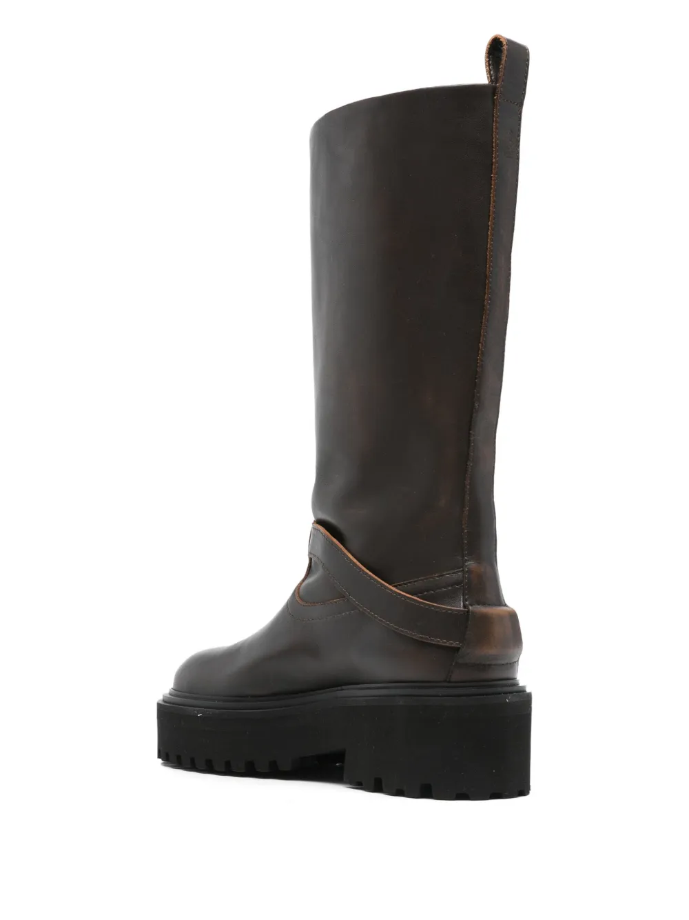 Maje buckle-strap platform boots Brown