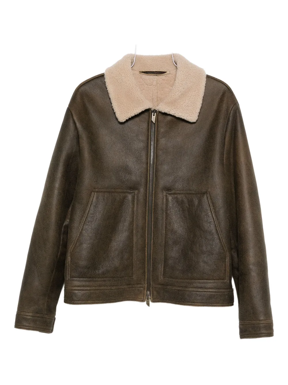 Salvatore Santoro shearling-collar leather jacket - Verde