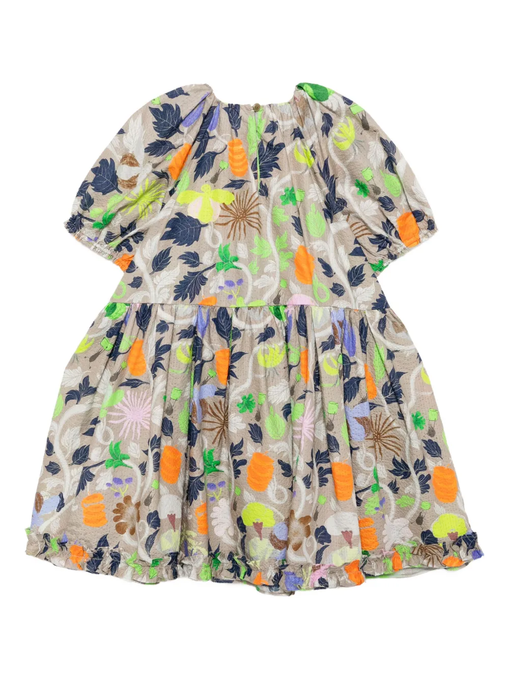 jnby by JNBY Jurk met bloemenprint en korte mouwen Beige