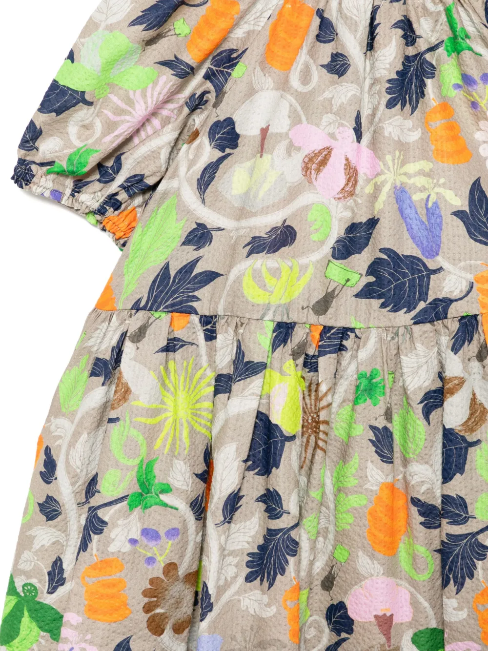 jnby by JNBY Jurk met bloemenprint en korte mouwen Beige