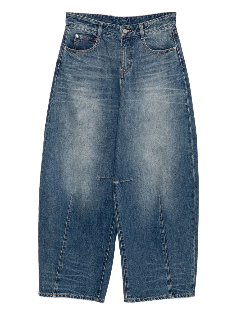 wide-leg rolled-edge jeans