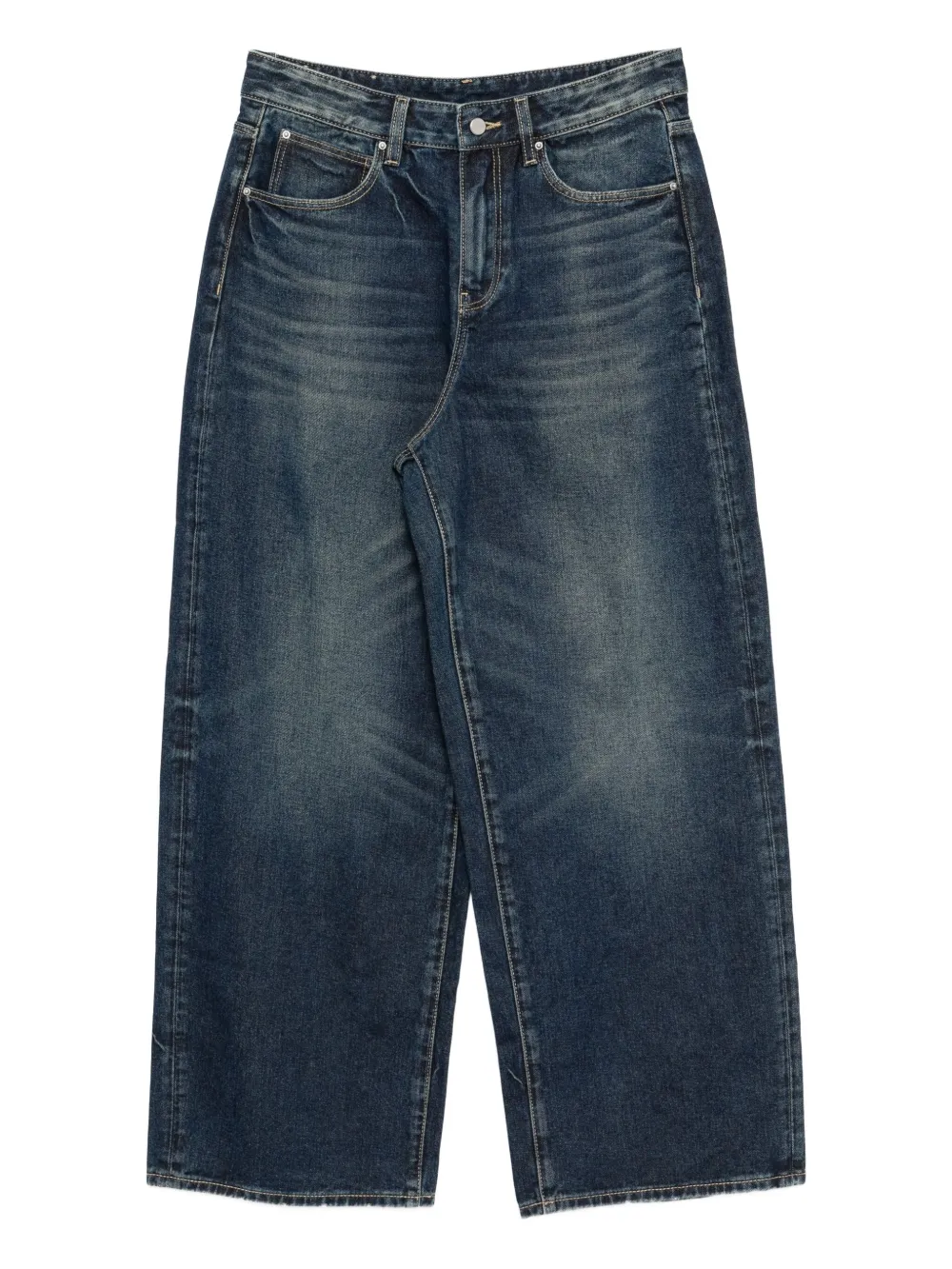 wide-leg rolled-up jeans