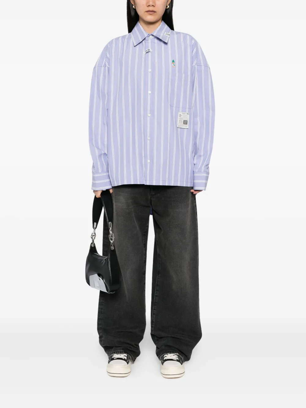 Maison MIHARA YASUHIRO Leon gestreepte blouse met borduurwerk - Blauw