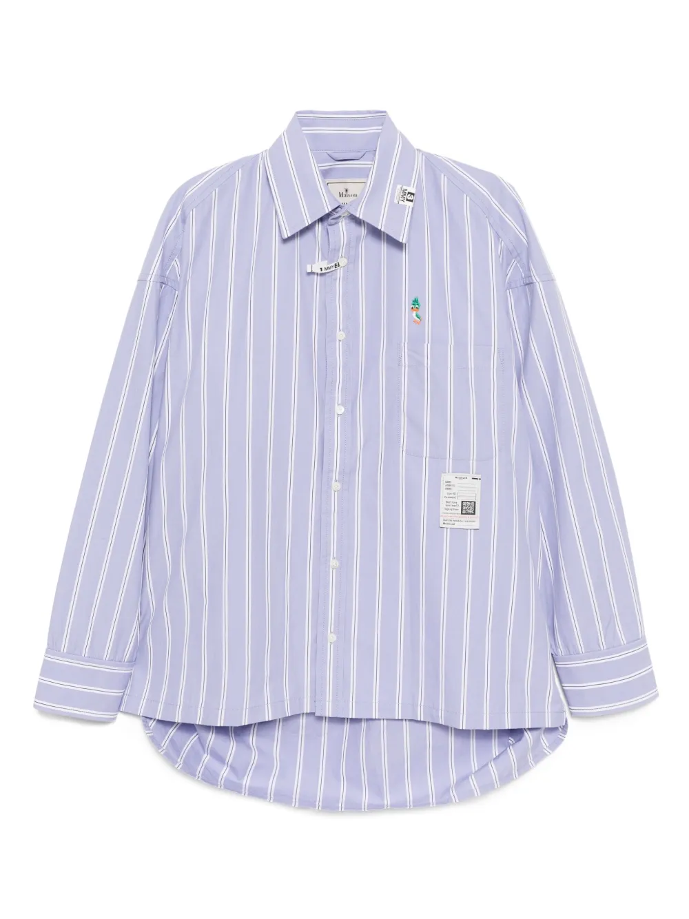 Miharayasuhiro Leon Embroidery Stripe Shirt In Blue
