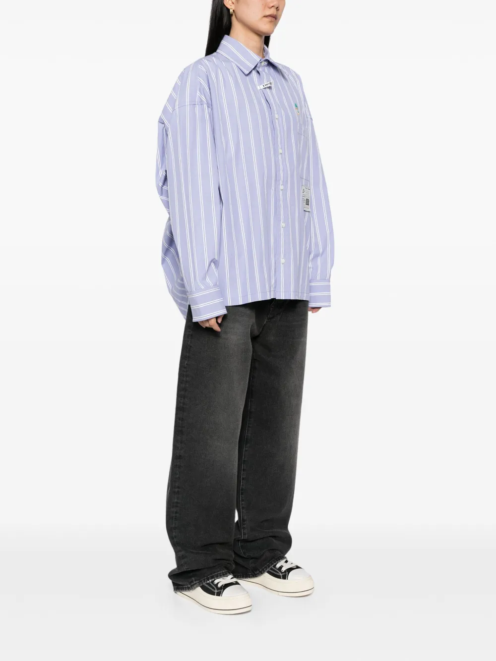 Maison MIHARA YASUHIRO Leon gestreepte blouse met borduurwerk Blauw