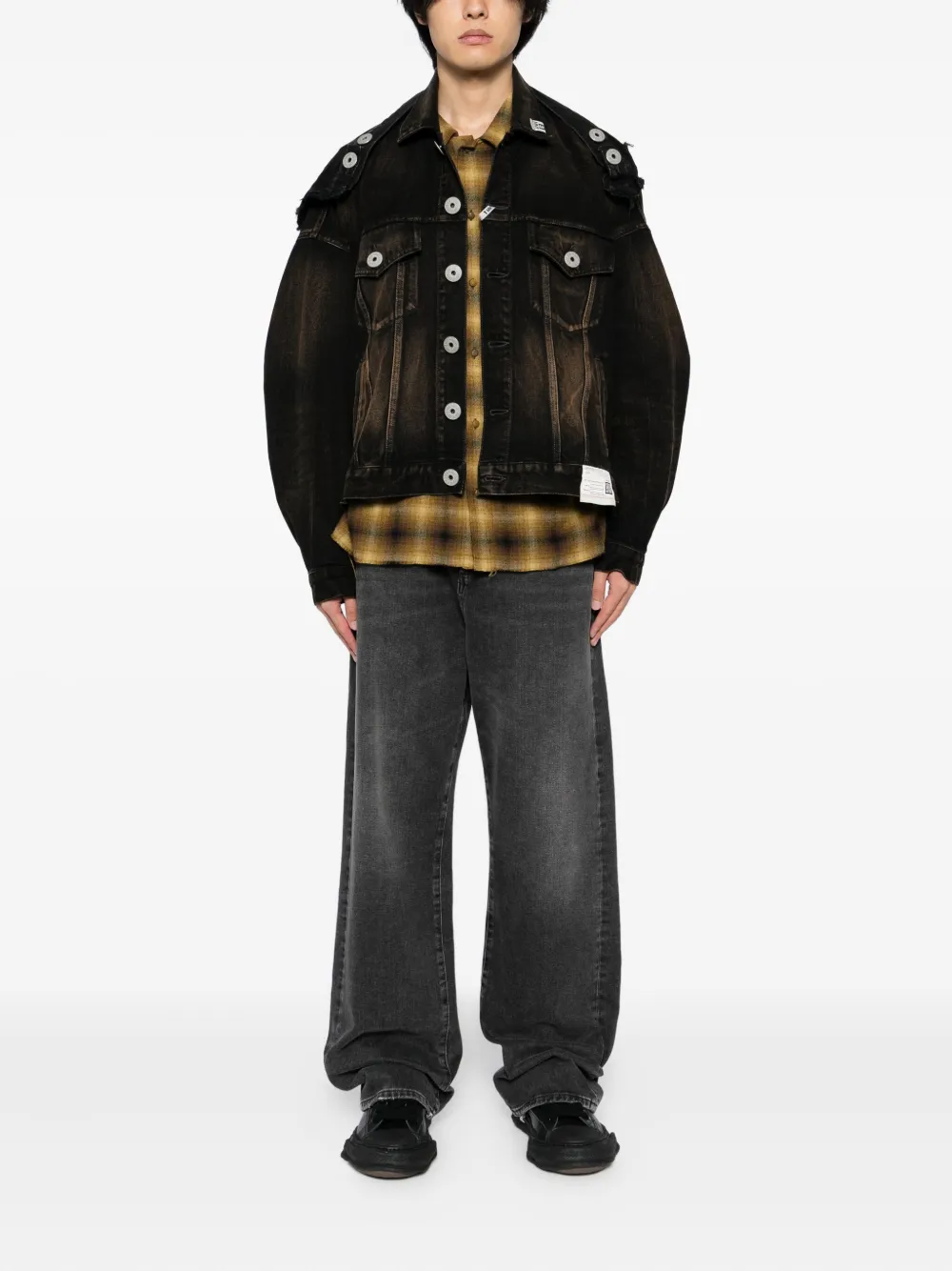 Maison MIHARA YASUHIRO Denim jack met omgekeerde rug Zwart