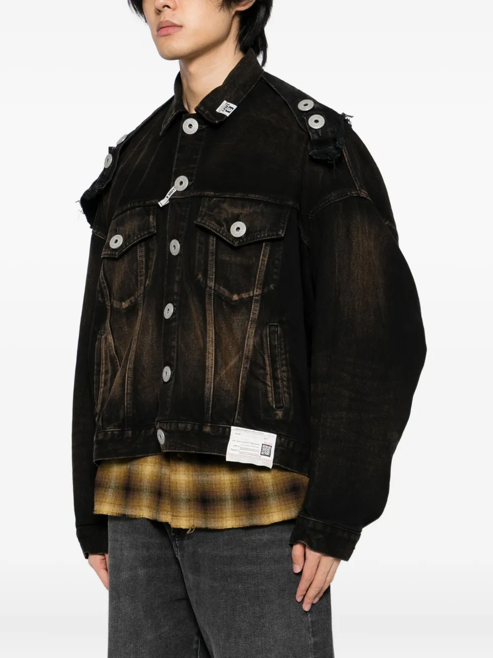 Miharayasuhiro Reverse-back Denim Jacket In Black
