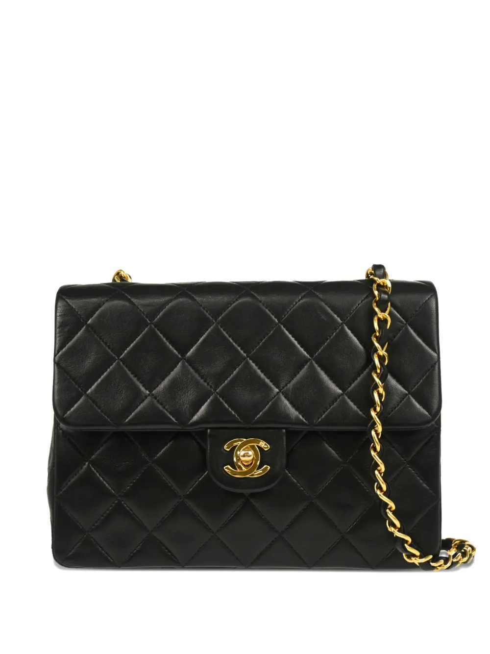 CHANEL Pre-Owned 1992 クラシック スクエア フラップ ショルダーバッグ - ブラック CHANEL Pre-Owned 1992 クラシック スクエア フラップ ショルダーバッグ - ブラック