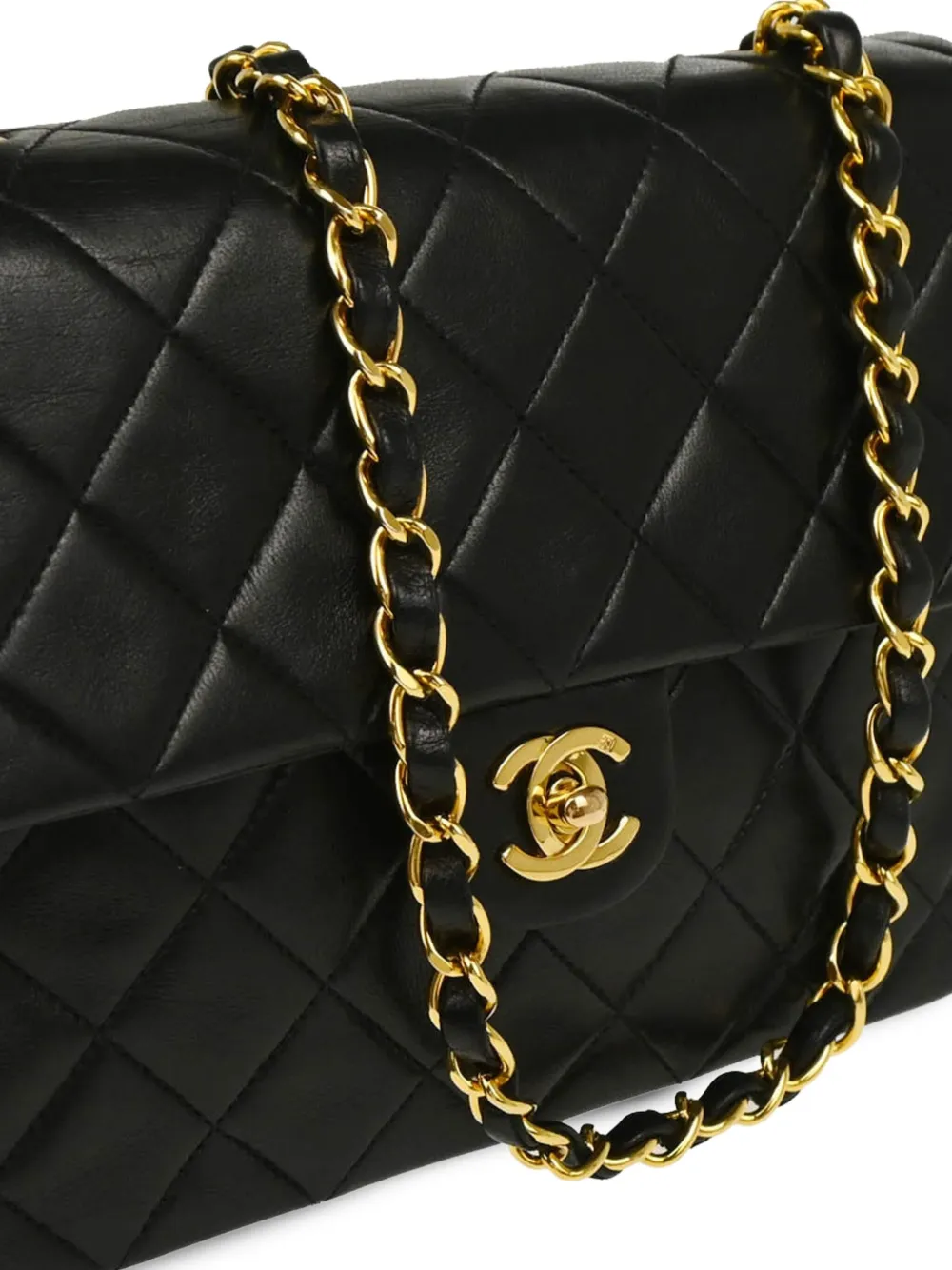 Pre-owned Chanel 1992 Classic Square Flap Shoulder Bag In Black