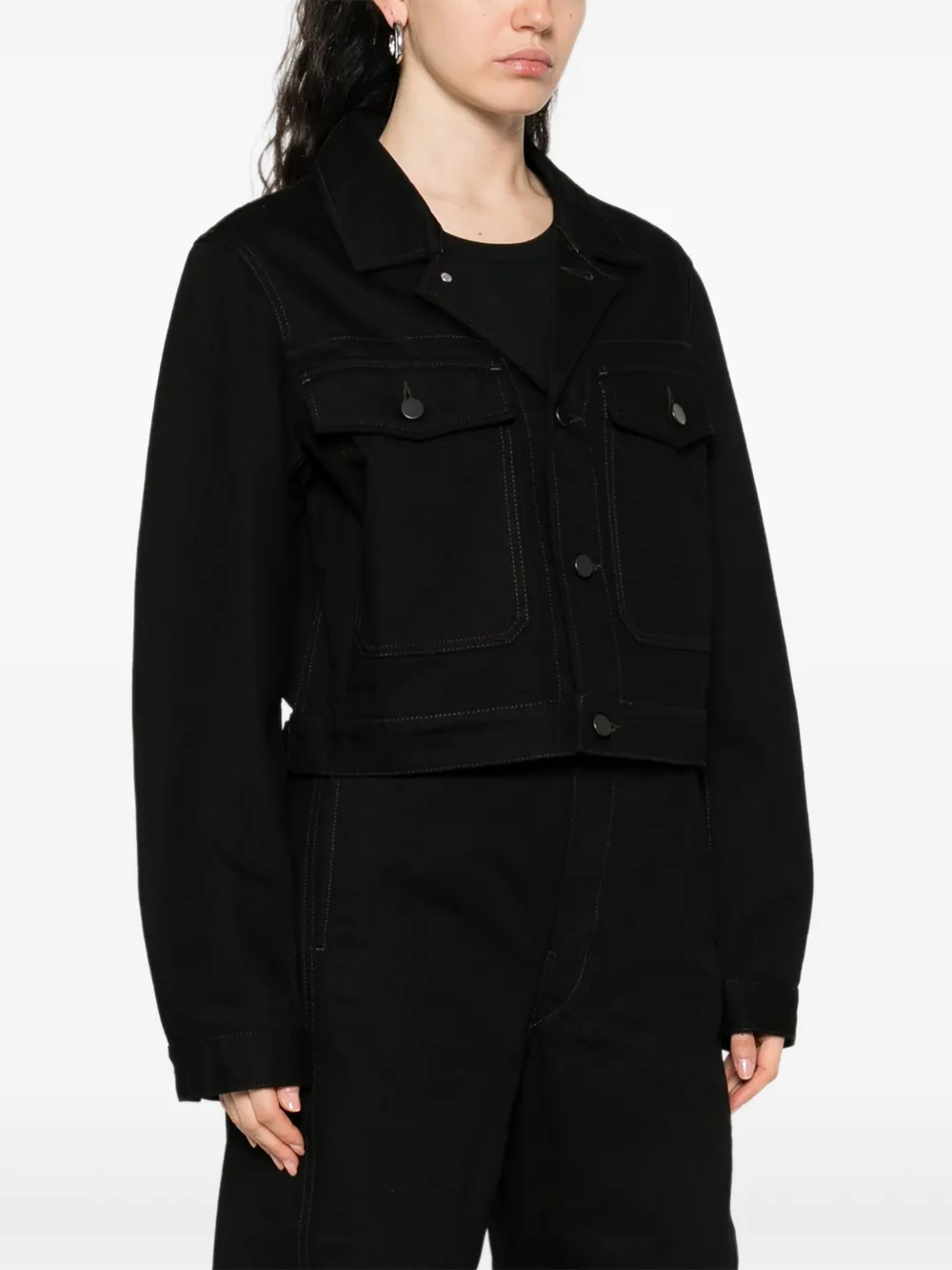 Lemaire Button-fastening Flap-pocket Jacket In Black